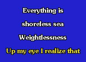 Everything is

shoreless sea

Weightlassnass

Up my eye I realize that