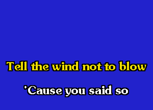 Tell me wind not to blow

'Cause you said so