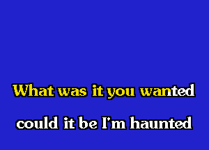 What was it you wanted

could it be I'm haunted