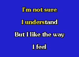 I'm not sure

I understand

But I like the way

I feel