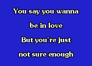 You say you wanna
be in love

But you're just

not sure enough