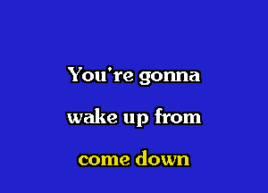 You're gonna

wake up from

come down