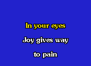 In your eyes

Joy gives way

to pain