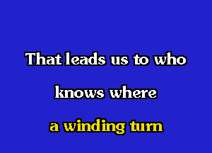 That leads us to who

knows where

a winding tum