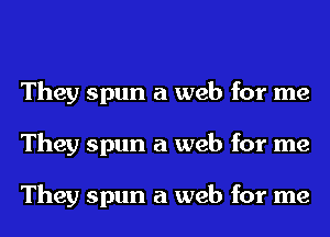 They spun a web for me
They spun a web for me

They spun a web for me