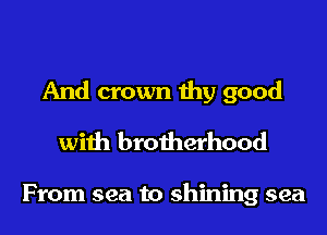 And crown thy good
with brotherhood

From sea to shining sea