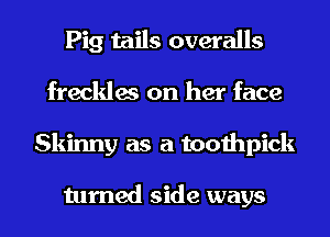 Pig tails overalls
freckles on her face
Skinny as a toothpick

turned side ways