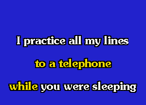 I practice all my lines
to a telephone

while you were sleeping