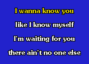 I wanna know you
like I know myself
I'm waiting for you

there ain't no one else