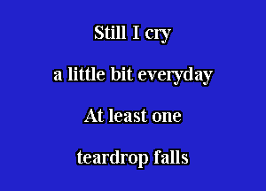 Still I cry
a little bit everyday

At least one

teardrop falls