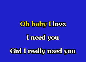 Oh baby I love

I need you

Girl I really need you