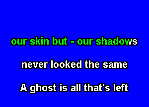 our skin but - our shadows

never looked the same

A ghost is all that's left