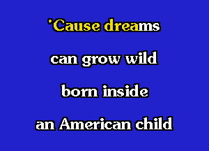 'Cause dreams

can grow wild

born inside

an American child