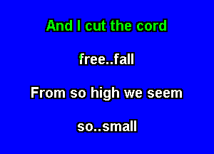 And I cut the cord

free..fall

From so high we seem

so..small