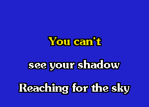 You can't

see your shadow

Reaching for the sky