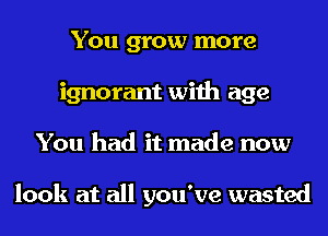 You grow more
ignorant with age
You had it made now

look at all you've wasted