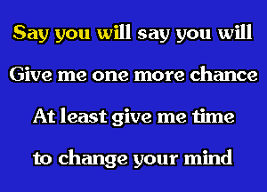 Say you will say you will
Give me one more chance
At least give me time

to change your mind
