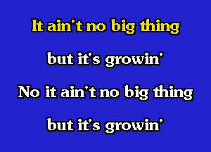 It ain't no big thing
but it's growin'
No it ain't no big thing

but it's growin'