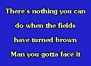 There's nothing you can
do when the fields

have turned brown

Man you gotta face it