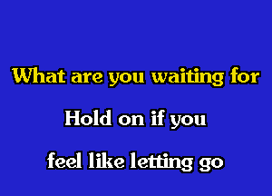 What are you waiting for

Hold on if you

feel like letting go