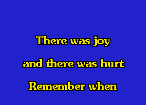 There was joy

and there was hurt

Remember when