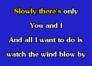 Slowly there's only
You and I
And all Iwant to do is

watch the wind blow by