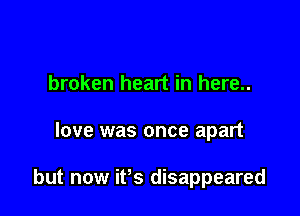 broken heart in here..

love was once apart

but now it's disappeared