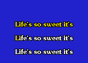 Life's so sweet it's

Life's so sweet it's

Life's so sweet it's