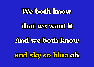 We both know
that we want it

And we both know

and sky so blue oh I