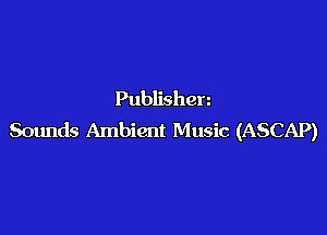Publishen

Sounds Ambient Music (ASCAP)