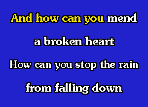 And how can you mend
a broken heart

How can you stop the rain

from falling down