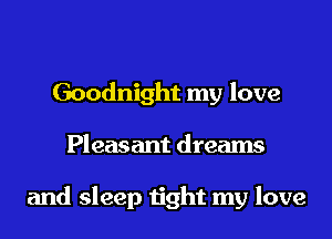 Goodnight my love

Pleasant dreams

and sleep tight my love
