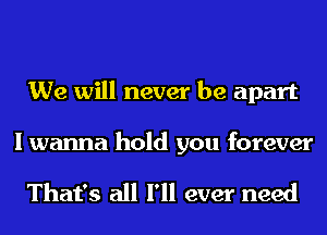 We will never be apart

I wanna hold you forever

That's all I'll ever need