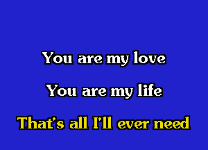 You are my love

You are my life

That's all I'll ever need