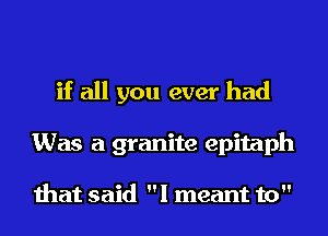 if all you ever had
Was a granite epitaph

that said I meant to
