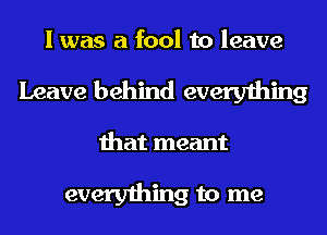 I was a fool to leave
Leave behind everything

that meant

everything to me