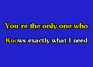 You're the only one who

Knows exactly what I need