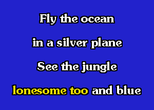 Fly the ocean

in a silver plane

See the jungle

lonesome too and blue