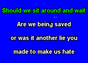 Should we sit around and wait
Are we being saved
or was it another lie you

made to make us hate
