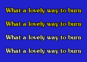 What a lovely way to burn
What a lovely way to burn
What a lovely way to burn

What a lovely way to burn