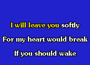 I will leave you softly
For my heart would break

If you should wake