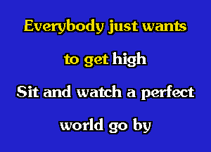 Everybody just wants
to get high
Sit and watch a perfect

world go by