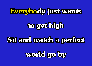 Everybody just wants
to get high
Sit and watch a perfect

world go by