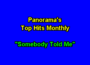 Panorama's
Top Hits Monthly

Somebody Told Me