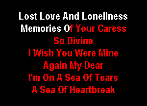 Lost Love And Loneliness
Memories Of Your Caress
So Divine
I Wish You Were Mine

Again My Dear
I'm On A Sea Of Tears
A Sea Of Heartbreak