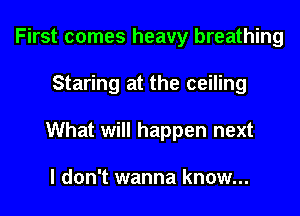 First comes heavy breathing

Staring at the ceiling

What will happen next

I don't wanna know...