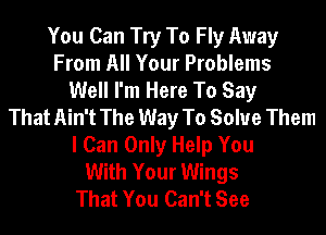 You Can Try To Fly Away
From All Your Problems
Well I'm Here To Say
That Ain't The Way To Solve Them
I Can Only Help You
With Your Wings
That You Can't See