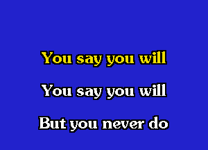 You say you will

You say you will

But you never do