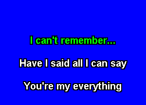 I can't remember...

Have I said all I can say

You're my everything