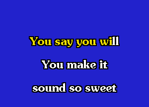 You say you will

You make it

sound so sweet